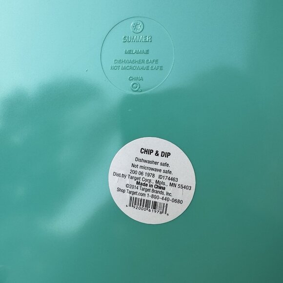 NWT Target Summer Chip & Dip Tray Teal Green Turquoise Melamine 2014 Collection - Picture 3 of 7